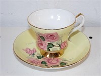 Royal Castle "634" Cup & Saucer, Pink Rose, Yellow