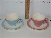 2 Tea Cups, Made In Holland, Pink & Blue