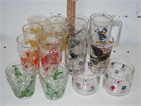 14 Vintage Glasses / 6 Kraft Swanky Swigs etc.