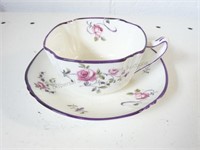 Unmarked Tea Cup, Made In England, Purple Rim