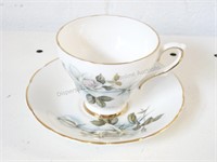 Delphine Tea Cup & Saucer, White Rose