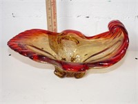 Murano Red / Amber Glass With Bubbles 12"L
