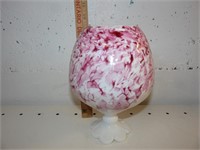 Milk Glass Diamond Pattern Cranberry Splash Vase