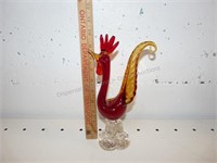 Art Glass Rooster 10"