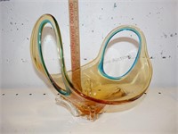Turquoise & Amber Handled Chalet-Like Glass