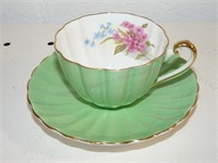Shelley Tea Cup & Saucer, Green
