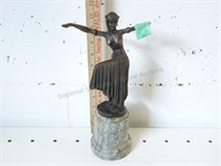 Art Deco Bronze Woman Statue W/ Marble Base