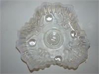 White Rim Opalescent Glass Dish
