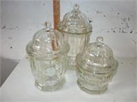 3 Glass Candy Jars