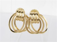 18K Yellow Gold Spiral Drop Earrings