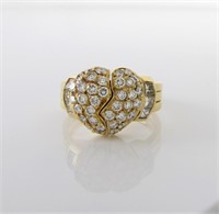 18K Yellow Gold Diamond Hidden Heart Ring