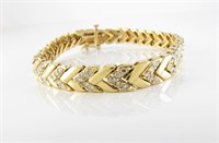 14K Yellow Gold Chevron Style Diamond Bracelet
