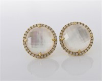 18K Yellow Gold M-O-P, Crystal, Diamond Earrings