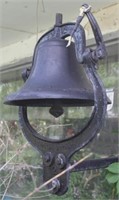 Pole bell mounted on shop building, 15" dia,