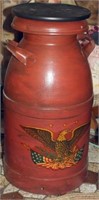 Milk can stool with swivel top, Eagle decoration