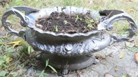 pair cast aluminum urn planters, 30.5" wide