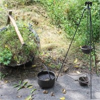 cast iron kettle planter 23.5" diameter,