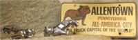 5 Mack bulldog hood ornaments & license plate