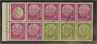 Germany Stamps #704a Used Booklet Pane CV $130