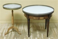 Brass Gallery and Fluted Leg Side Tables.