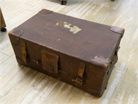 English F.E. Higgins Canvas and Leather Trunk.