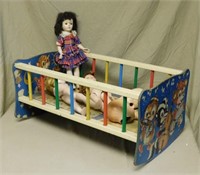 Vintage Dolls in Doll Cradle.