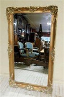 Gilt Framed Beveled Mirror.