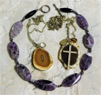 Natural Stone Necklaces.  3 pc.
