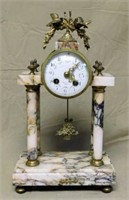 French Ormolu and Marble Portico Clock.
