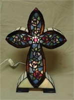 Stained Glass Cross Lamp.