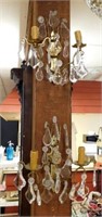 French Pendalogue Crystal Wall Sconces.