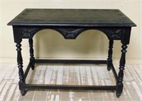 English Rosette Carved Oak Console Table.