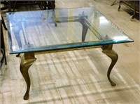 Beveled Glass and Brass Coffee Table.