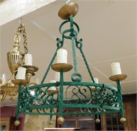 Scrolled Wrought Iron Chandelier.