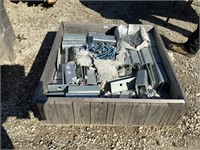 CRATE OF STEEL BOLTS AND H BLOCK BRACKETS