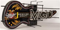 Miller MGD Guitar Double Tube Neon Beer Sign