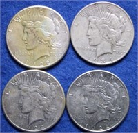 4 Silver Peace Dollars