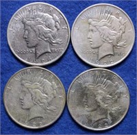 4 Silver Peace Dollars