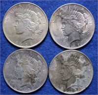 Four 1922 Silver Peace Dollars