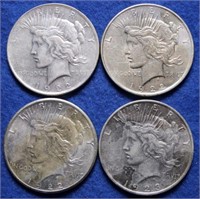 4 Silver Peace Dollars