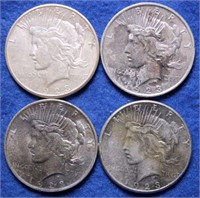 4 Silver Peace Dollars