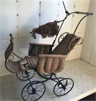 Victorian Wicker Adj Baby Stroller