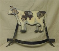 Wrought Iron and Tin Figural Cow Wall Hanger.