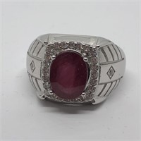 $200 Silver Ruby CZ Men'S Ring