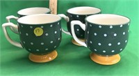 4 the Pioneer Woman Green Dots Stoneware Mugs