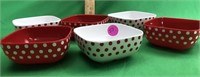 6, Small Red/White Polka Dot Melamine Bowls