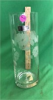 Tall Beautiful Etched Crystal Glass Flower Vase
