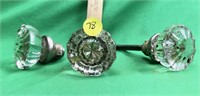 3 Vintage Glass Doorknobs