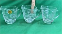 3 Matching Vintage Cut Glass Creamers