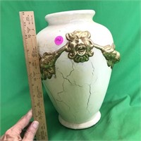 Funky Cream Colored Vase with FUNKY Gold Face